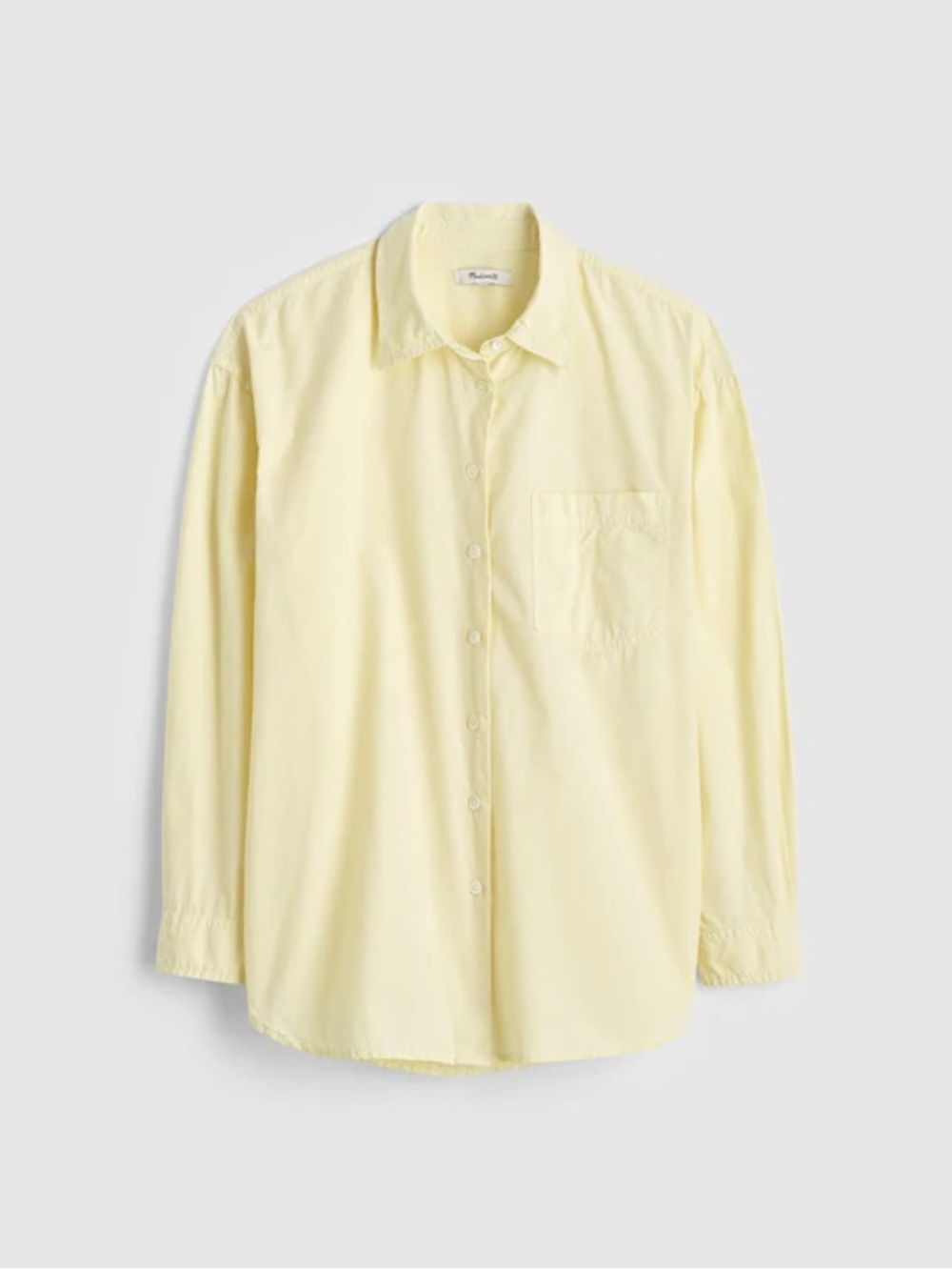 Madewell Easy Shirt In Poplin Yellow Butter Yellow Button Down Oversized Shirt